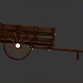 Traditional Wooden Cart With Spoked Wheels And Railed Sides Structure Design