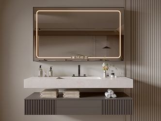 Modern Bathroom Cabinet Bathroom Counter Basin Bathroom Decoration Mirror Cabinet Sink 3d model