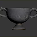 Ancient Hand Carved Ceramic Cup With Double Handles And Retro Design