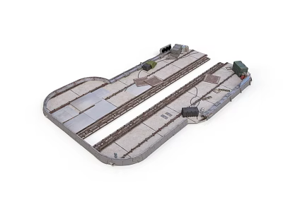 Detailed Railway Track Structure With Rail Tracks And Signal Equipment 3d model