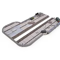 Detailed Railway Track Structure With Rail Tracks And Signal Equipment