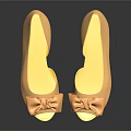 Yellow Peep Toe Flat Shoes With Bow Detail In Stylish Fashion Design