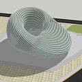 Spiral Modern Architectural Structure With Glass Facade Plaza And Green Space