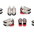 Gray Black Red Nike Air Max Sneakers With Mesh Upper And Red Sole