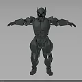 Green Robot Character 3D Model Standing With Mechanical Joints And Armor Exoskeleton 3d model