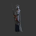 Three Armored Fantasy Characters In Ornate Armor With Spears Swords And Cloaks From Different Angles