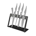 Stainless Steel Kitchen Knife Set with Black Block Stand and Sharp Blades 3d model