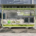 Modern Mobile Street Food Restaurant With Comfortable Outdoor Dining Seats Located In City Public Plaza