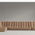 Modern Beige L Shaped Modular Sofa Set With Tufted Stitched Details 3d model