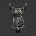 Vintage Classic Motorcycle With Round Headlight Black Leather Seat Spoke Wheels And Chrome Details