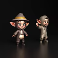 Game Movie Characters With Pointed Ears Smiling In Hat And Hooded Costumes