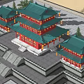 Tang and Song Dynasty Sutra Collection Temple Tower Ancient Architecture 3d model