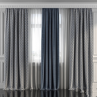 Retro Curtain Zigzag Zebra Diamond Velvet 3d model