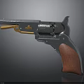 Vintage Revolver With Metal Cylinder Wooden Grip Silver Brown Finish Classic Design On Black Background