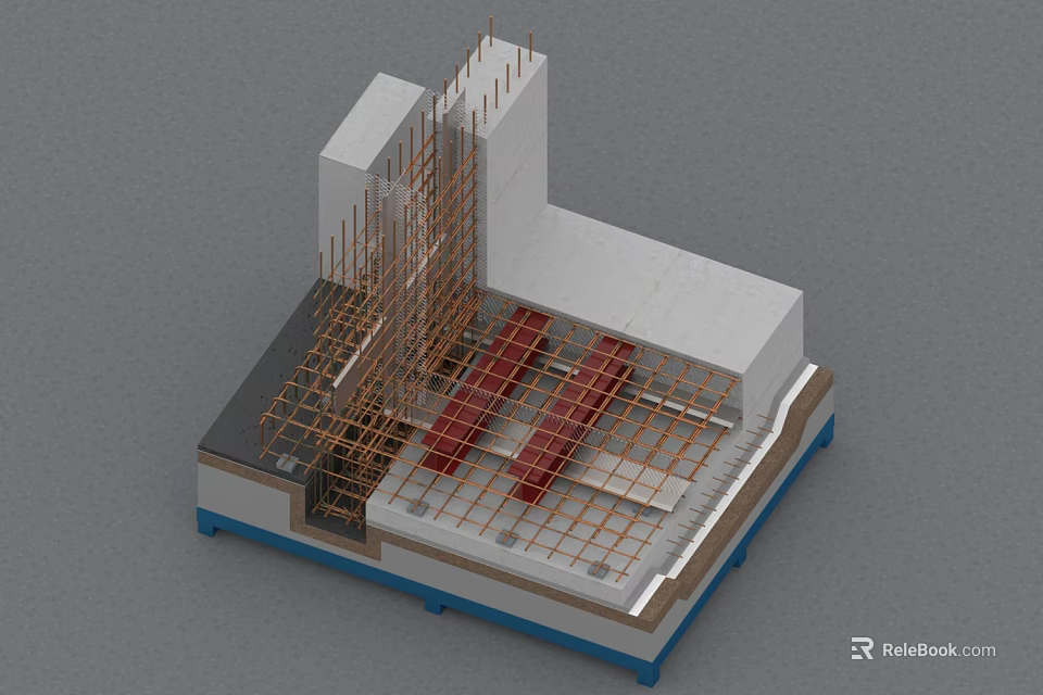 Industrial Construction Equipment With Steel Frames Scaffolding And Concrete Structural Components 3d model 