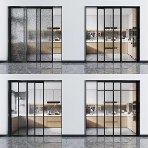 Modern sliding door glass sliding door 3d model
