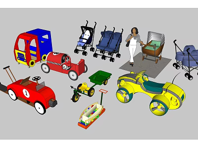 Colorful Toy Cars Collection Featuring Red Blue Yellow Kids Play Vehicles 3d model