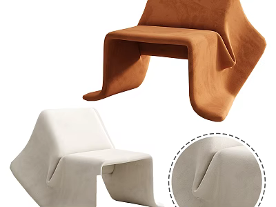 Modern Leisure Chair With Unique Curved Structure Soft Velvet Upholstery And Stylish Ergonomic Design 3d model