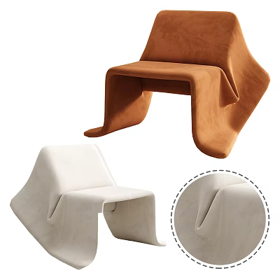 Modern Leisure Chair With Unique Curved Structure Soft Velvet Upholstery And Stylish Ergonomic Design 3d model