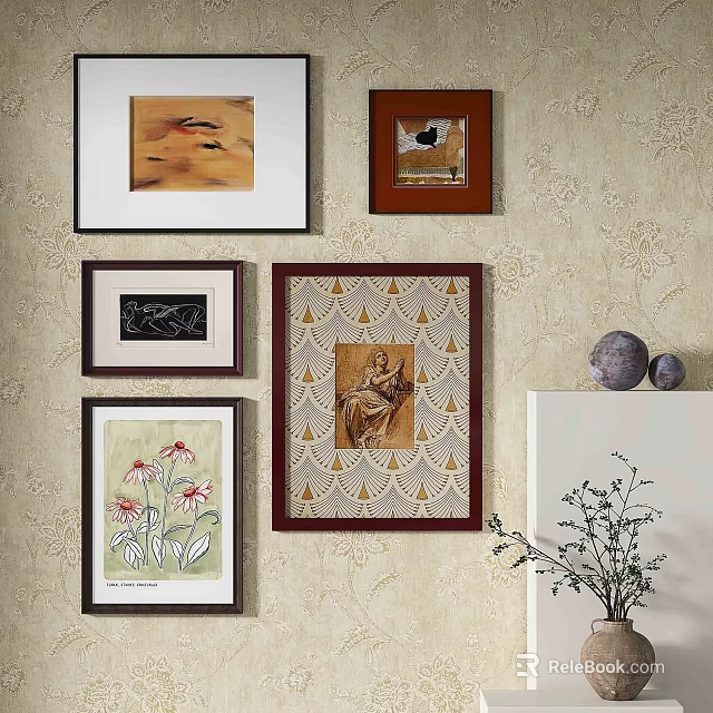 Abstract Paintings Framed Wall Art With Various Designs And Decorative Elements 3d model