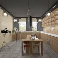 Modern Public Office Space Featuring Open Layout Wooden Shelves Pendant Lights And Workstations