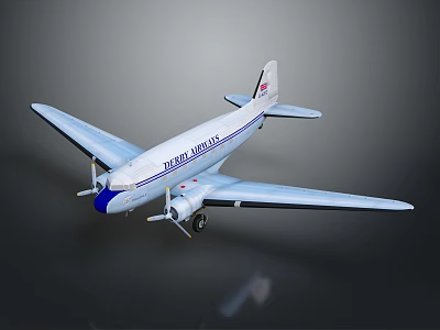 Virgin Atlantic Classic Passenger Airplane With White And Blue Livery And Propeller Engines 3d model