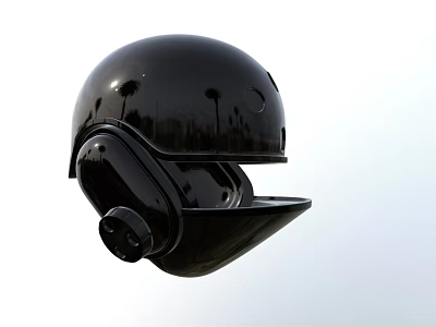 Modern Black Tactical Weapon Helmet With Sleek Shiny Surface And Face Shield 3d model