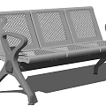 Blue And Gray Public Chairs With Armrests Perforated Backrest Long Bench Design 3d model