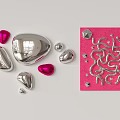 Modern Metallic Wall Decor With Silver Pink Irregular Shapes And Geometric Patterns 3d model