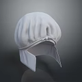 White Pleated Dome Shaped Hat With Tie Strap And Flaps For Daily Household Use