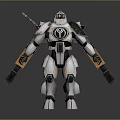 Sci Fi Robot Mech Character With Armor Sword And Glowing Weapons Design 3d model