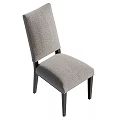 Modern Minimalist Dining Chair With Gray Linen Fabric Upholstery And Dark Wooden Legs