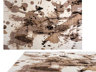 Modern Square Carpet With Abstract Splatter Pattern In Brown Beige Black Tones 3d model