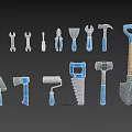 Essential Hardware Tools Collection Including Wrench Pliers Hammer Shovel And Axe 3d model