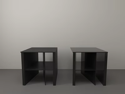 Pair of Modern Black Coffee Tables With Open Shelf Design For Living Room 3d model
