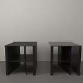 Pair of Modern Black Coffee Tables With Open Shelf Design For Living Room