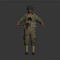 Game and Movie Character in Military Uniform With Helmet and Tactical Gear