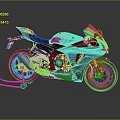 Black White And Blue Racing Motorcycle With Sporty Design And Blue Wheels