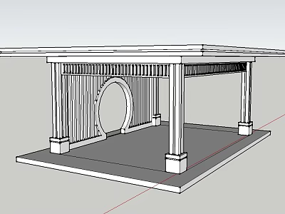 Minimalist Architectural Sketch Featuring Circular Arch Columns And Roof Design 3d model