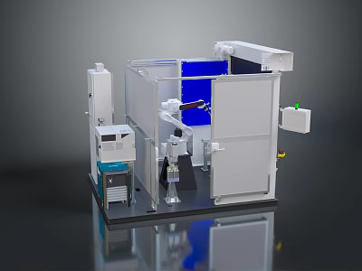 Game Movie Mechanical Character With White Frame Blue Panel And Control Components 3d model