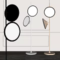 Modern Minimalist Floor Lamps With Round Black Metallic Shades Light Wall Background