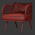 Wooden Rattan Chair Rattan Dining Chair 3d model