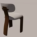 Modern Minimalist Dining Chair With White Upholstered Seat And Brown Frame