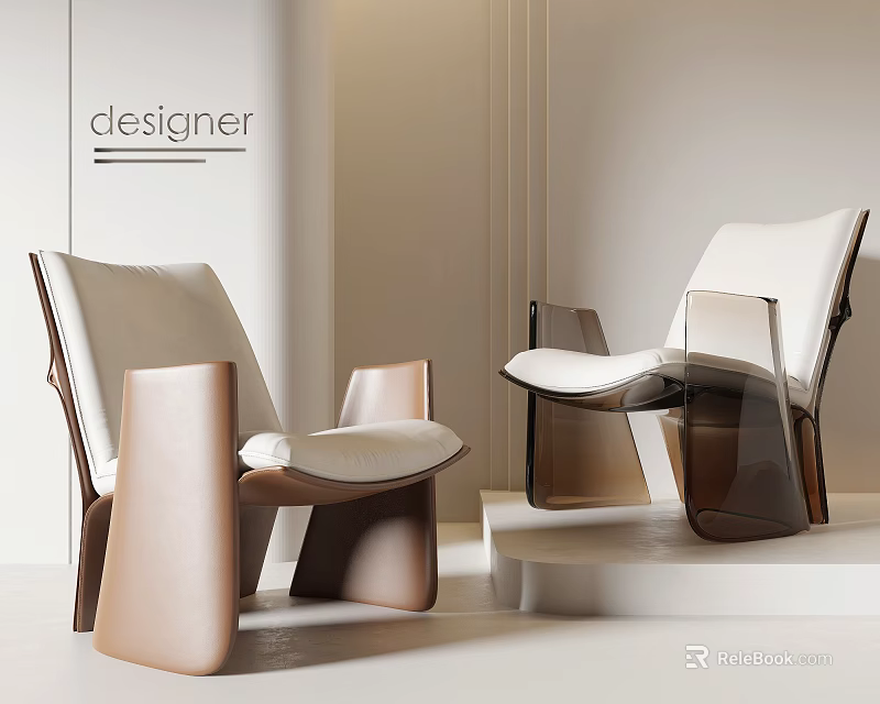 Designer Modern Leisure Chairs With Stylish Upholstery And Unique Structural Design 3d model 