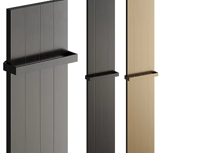 Modern Display Shelves With Vertical Panel Design In Black Dark Gray And Gold Colors 3d model