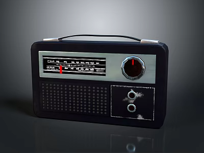 Vintage Black Portable Computer With Knob Dial And Grille Design 3d model