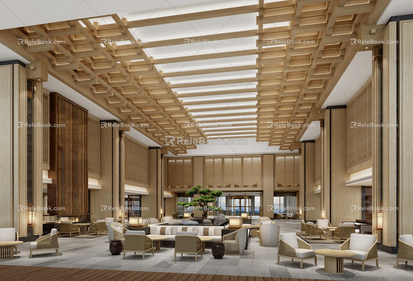 New Chinese Hall Hotel Lobby 3d model