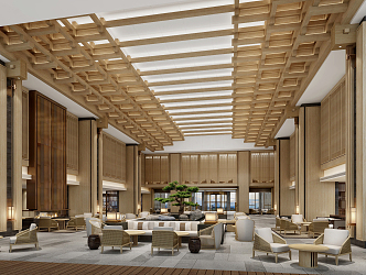 New Chinese Hall Hotel Lobby 3d model