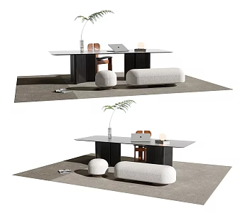 Modern desk chair desk chair combination 3d model