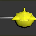 Game And Movie Character With Yellow Body Pink Ears Big Eyes Holding Knife